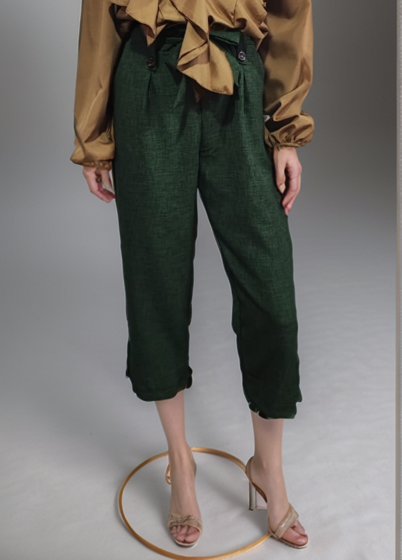 Calça Pantacourt Feminina Linho Laço