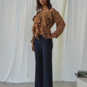 Blusa Manga 3/4 com Babado Viscose Rous