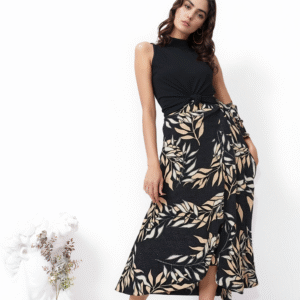 Saia Femenina Envelope Estampada Preto Rous