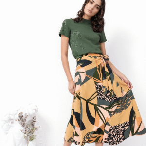 Saia Envelope Estampada Verde Rous