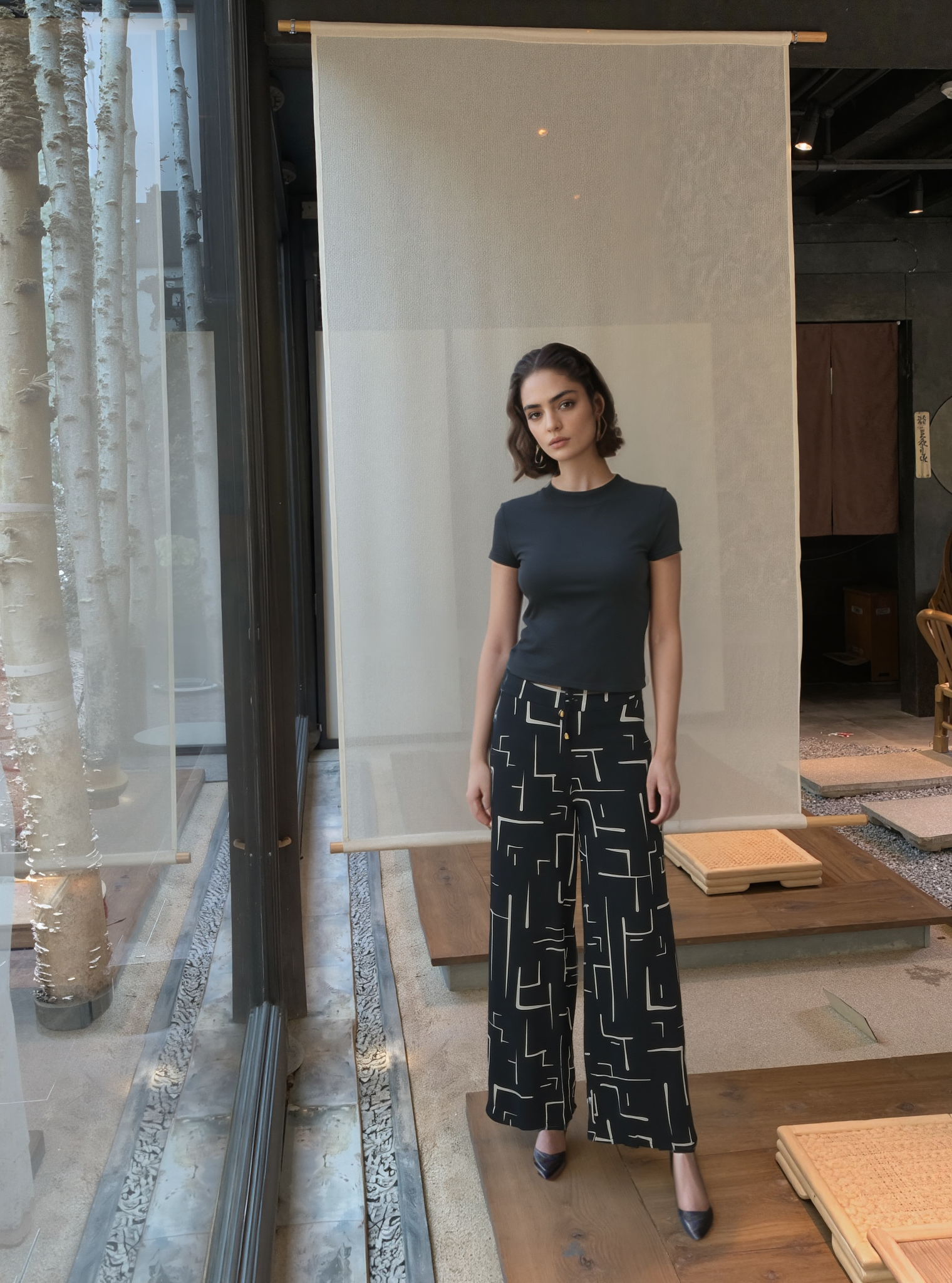 Calça Feminina Estampada Pantalona Rous